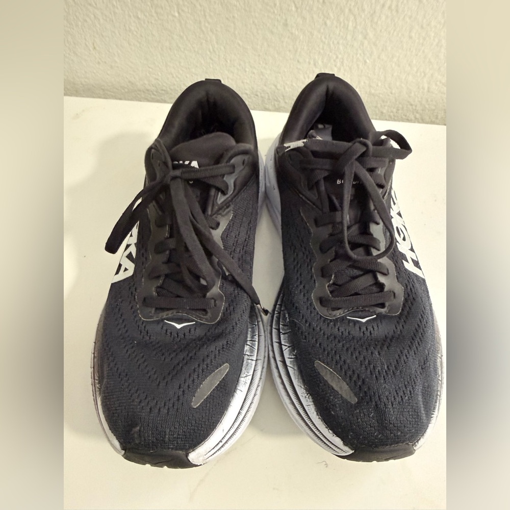 Hoka Bondi 8 Black and White Athletic Shoes - Picture 4 of 9